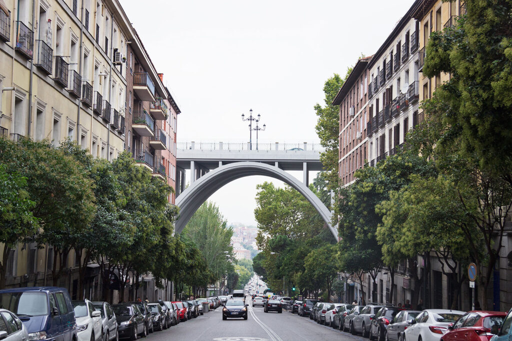 The Segovia viaduct in Madrid, also known as the suicide bridge, has been used in several Almodóvar films.