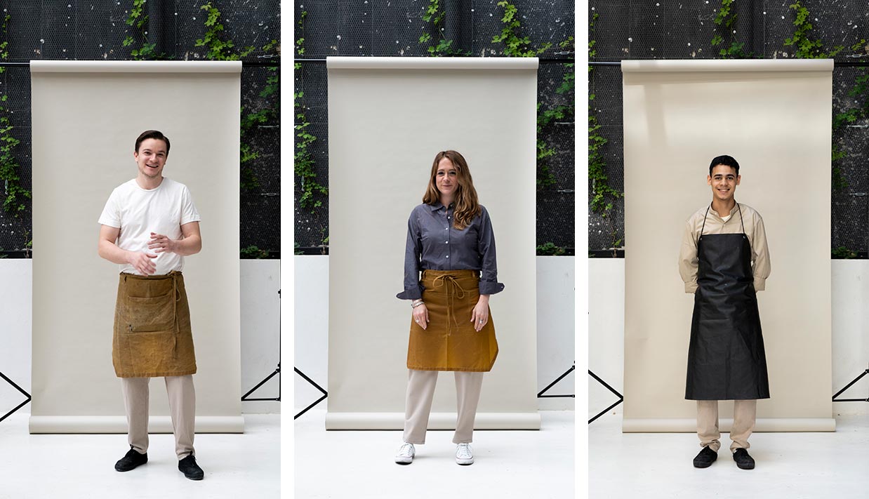 Medarbejderne på restaurant MO de Momiento arbejder i bæredygtige uniformer. Foto: Medarbejderne på restaurant MO de Momiento arbejder i bæredygtige uniformer. Foto: Lucas Muñoz