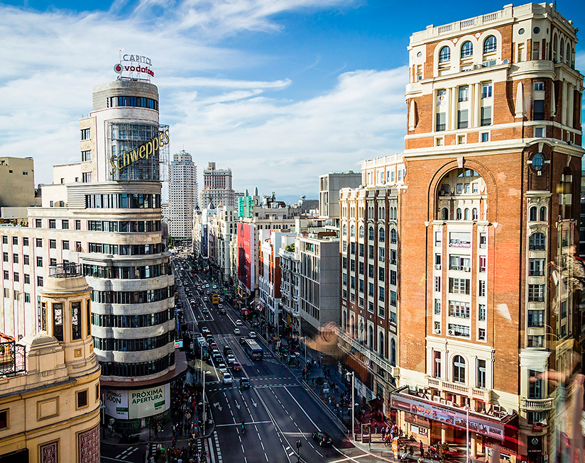 Gran Vía is Madrid's main artery with plenty of iconic buildings.