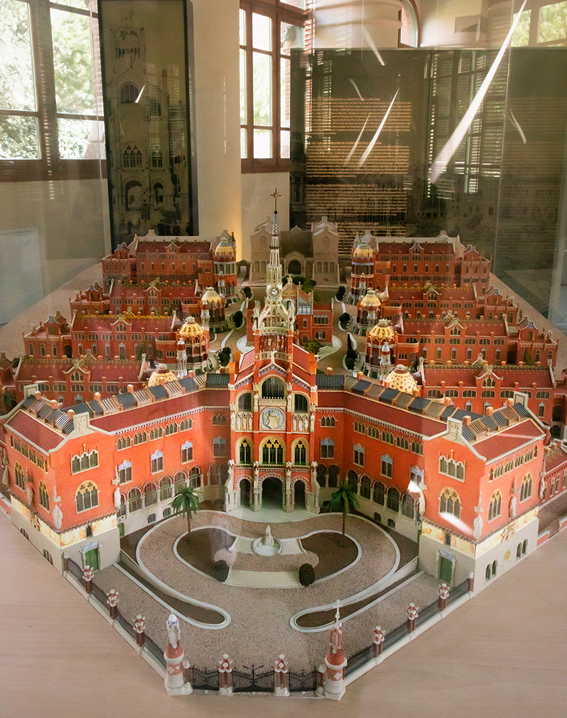 Model af Sant Pau-hospitalet i Barcelona, skabt af arkitekten Lluís Domènech i Montaner.