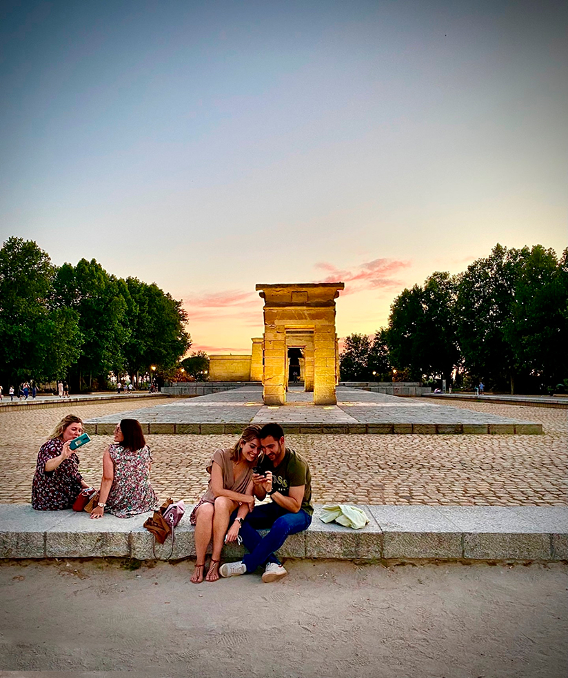 Enjoy the sunset at Templo de Debod in Madrid.